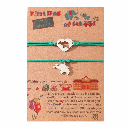 2 Pcs Elephant Bracelet Set Black Adjustable Bracelet First Day of School Gifts for Kids-Jessemade AU