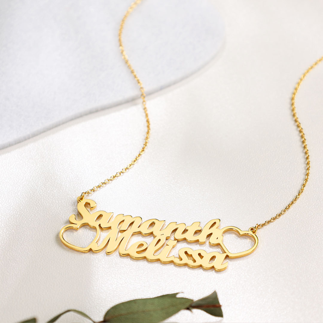 Personalised Heart Necklace Custom 2 Names Necklace Gift For Women-Jessemade AU