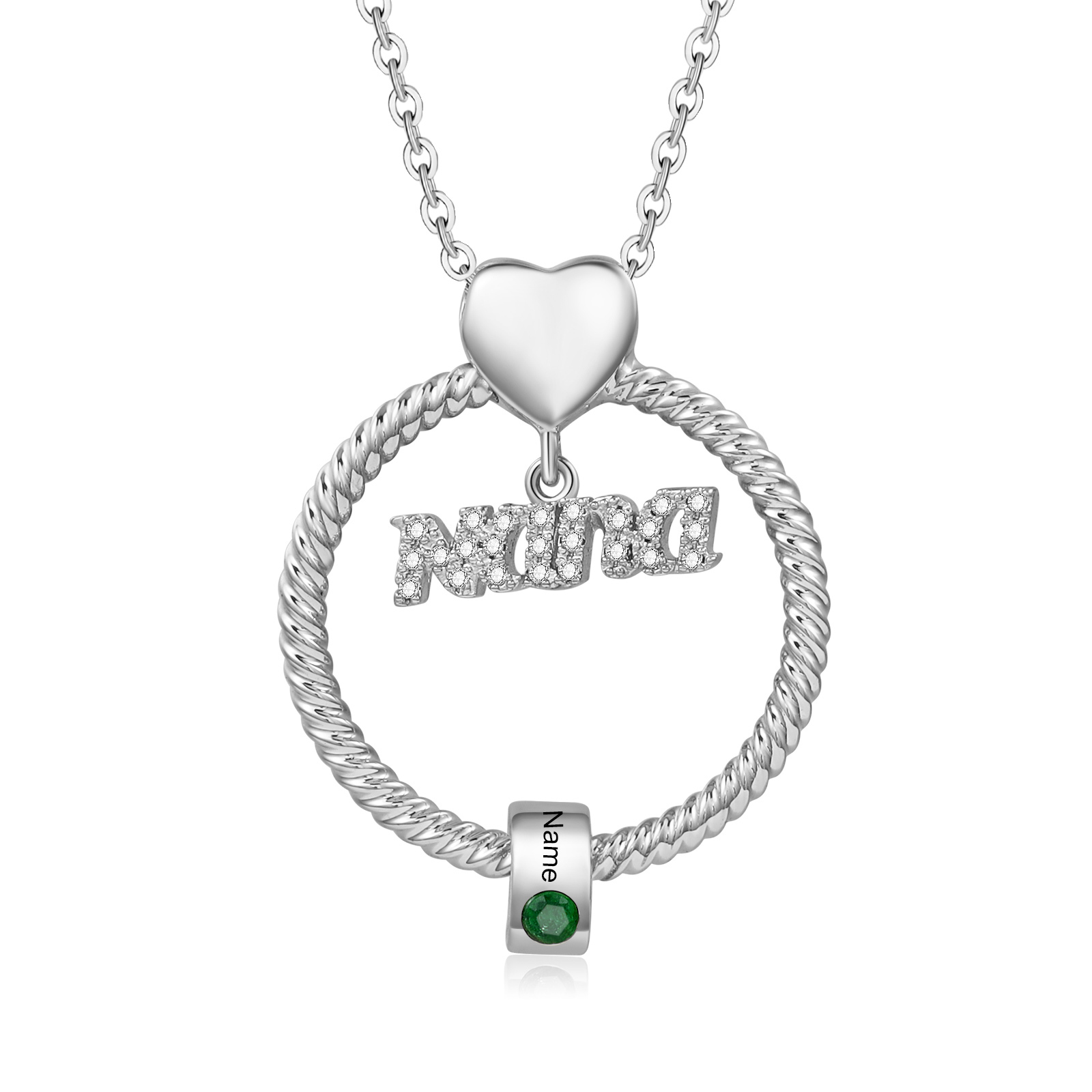 1 Name - Personalised Nana Necklace Custom Names & Birthstones Circle Pendant Necklace Gift for Grandma Nana-Jessemade AU