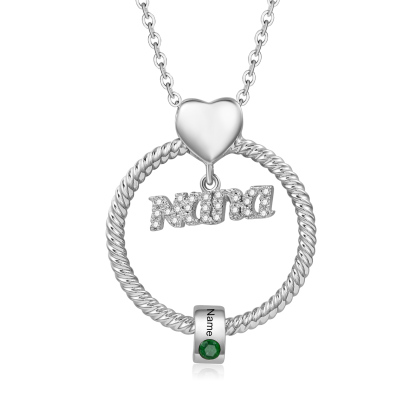 1 Name - Personalised Nana Necklace Custom Names & Birthstones Circle Pendant Necklace Gift for Grandma Nana-Jessemade AU
