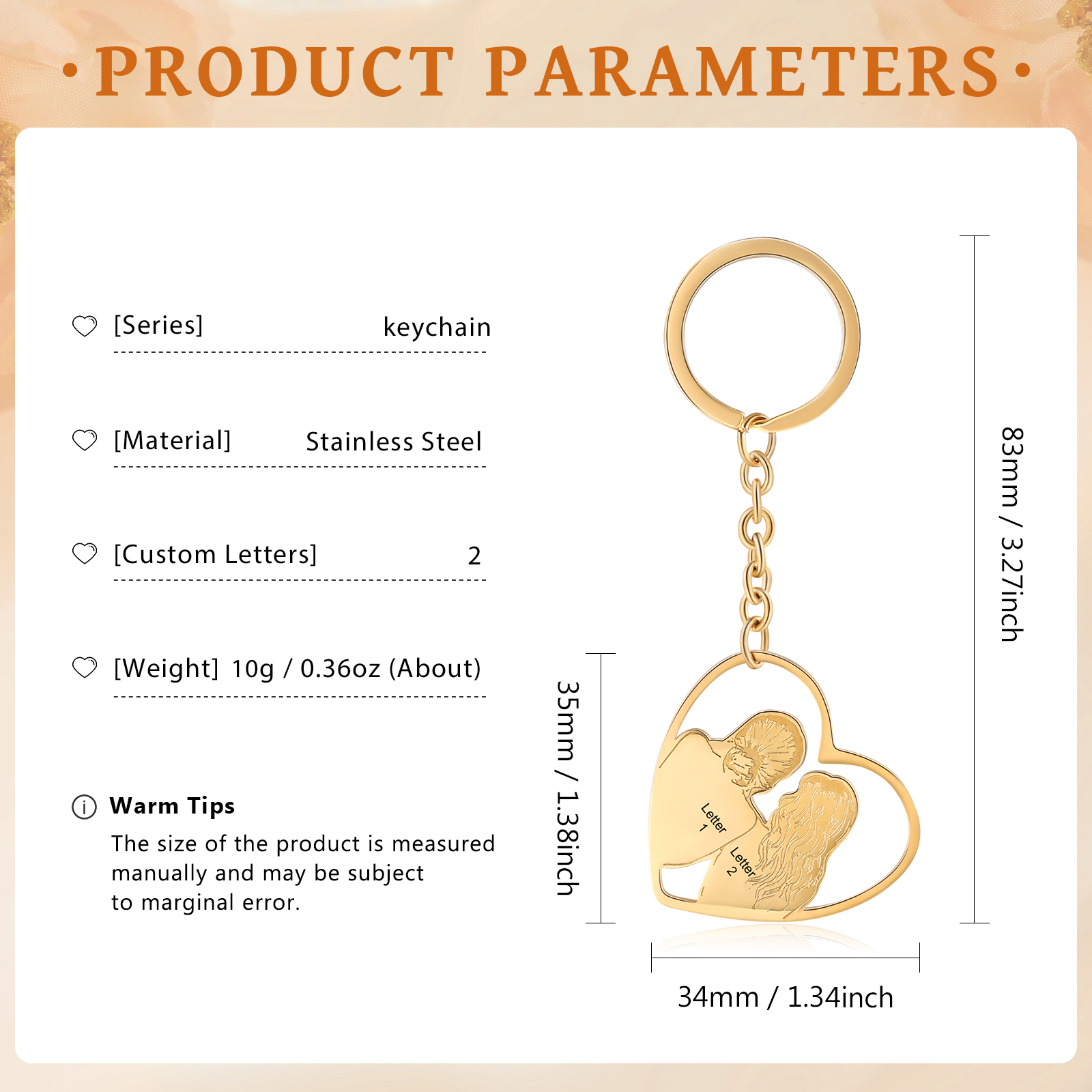 Personalised Heart Keychain Custom 2 Letters Keychain Gold Gift for Sisters-Jessemade AU