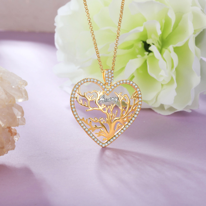 Personalised Family Tree Necklace Custom 1 Name Heart Necklace Gift For Mother-Jessemade AU