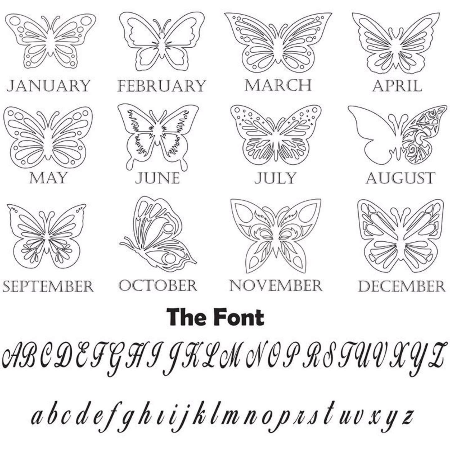 Personalised Birth Month Butterfly Name Necklace Classic Jewelry Gift For Her-Jessemade AU