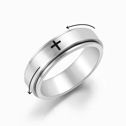 For Son-Cross Fidget Ring Anxiety Spinning Ring "Pray Through It"-Jessemade AU