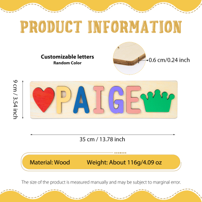 Personalised Kid's Wooden Name Alphabet Puzzle Toy for Toddlers Early Learning Child Toy-Jessemade AU