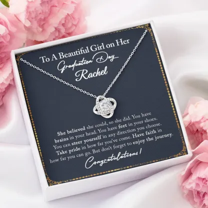 To A Beautiful Girl Love Knot Necklace Graduation Gift-Jessemade AU