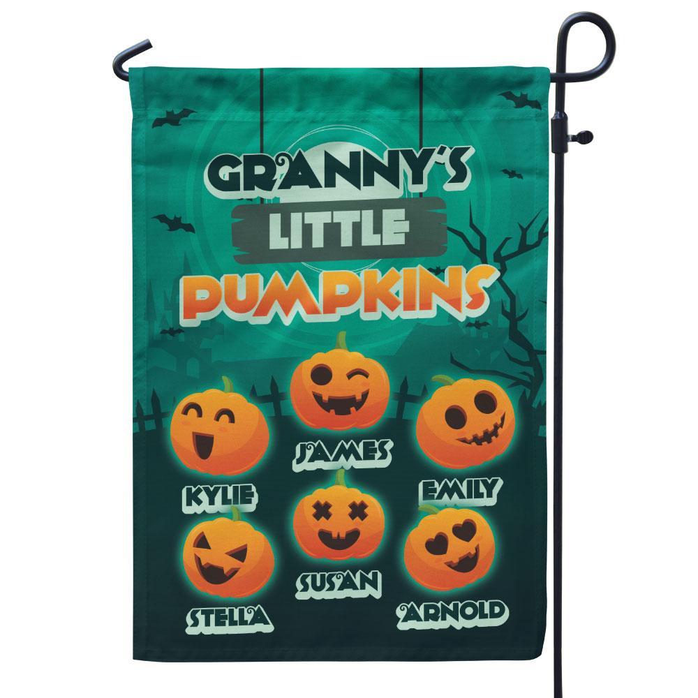 Personalised Halloween Garden Flag Custom 6 Names Flag "Grandma's Little Pumpkins"-Jessemade AU