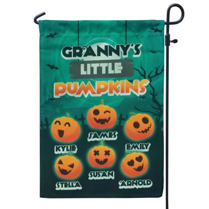 Personalised Halloween Garden Flag Custom 6 Names Flag "Grandma's Little Pumpkins"-Jessemade AU
