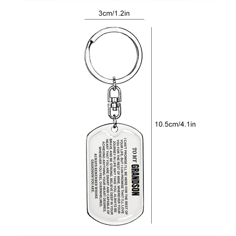 To My Grandson Keychain Stainless Steel Keychain "Whenever You Feel Overwhelmed, Always Remember Whose Grandson You Are"-Jessemade AU