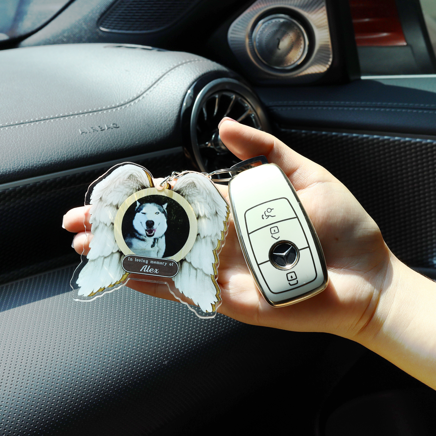 Acrylic Pet Memorial Keychain Customised Name & Text & Photo Keychain Personalised Commemorative Gift-Jessemade AU