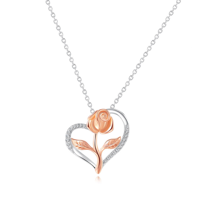 Silver Colour Rose Necklace-Jessemade AU