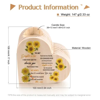 To My Daughter-In-Law Candle Holder "You are also my daughter-in-heart" Wooden Candlestick-Jessemade AU