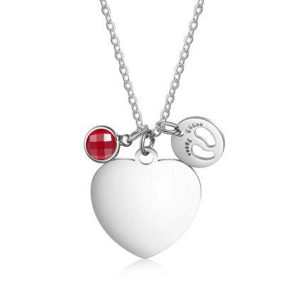 Personalised Heart Necklace With Birthstone Custom Photo Necklace Gifts For Her-Jessemade AU