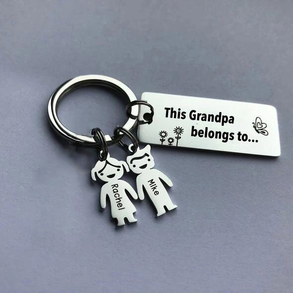 Personalised Kid Charm Keychain Engraved 2 Names Family Keychain for Him-Jessemade AU