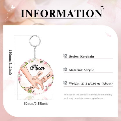 3 Names - Personalised Acrylic Keychain Custom 1 Text Holding Hands Family Hanging Ornaments Gift for Mum/Grandma-Jessemade AU