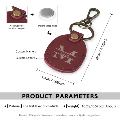 Personalised Name & Letter Keychain AirTag Protective Case Leather Keychain Gift for Him/Her-Jessemade AU