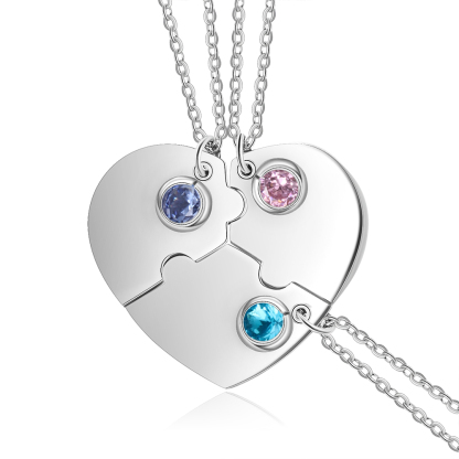 Personalised Puzzle Necklace With Birthstone Custom 3 Names Gifts For Mom BBF Friendship Style-Jessemade AU