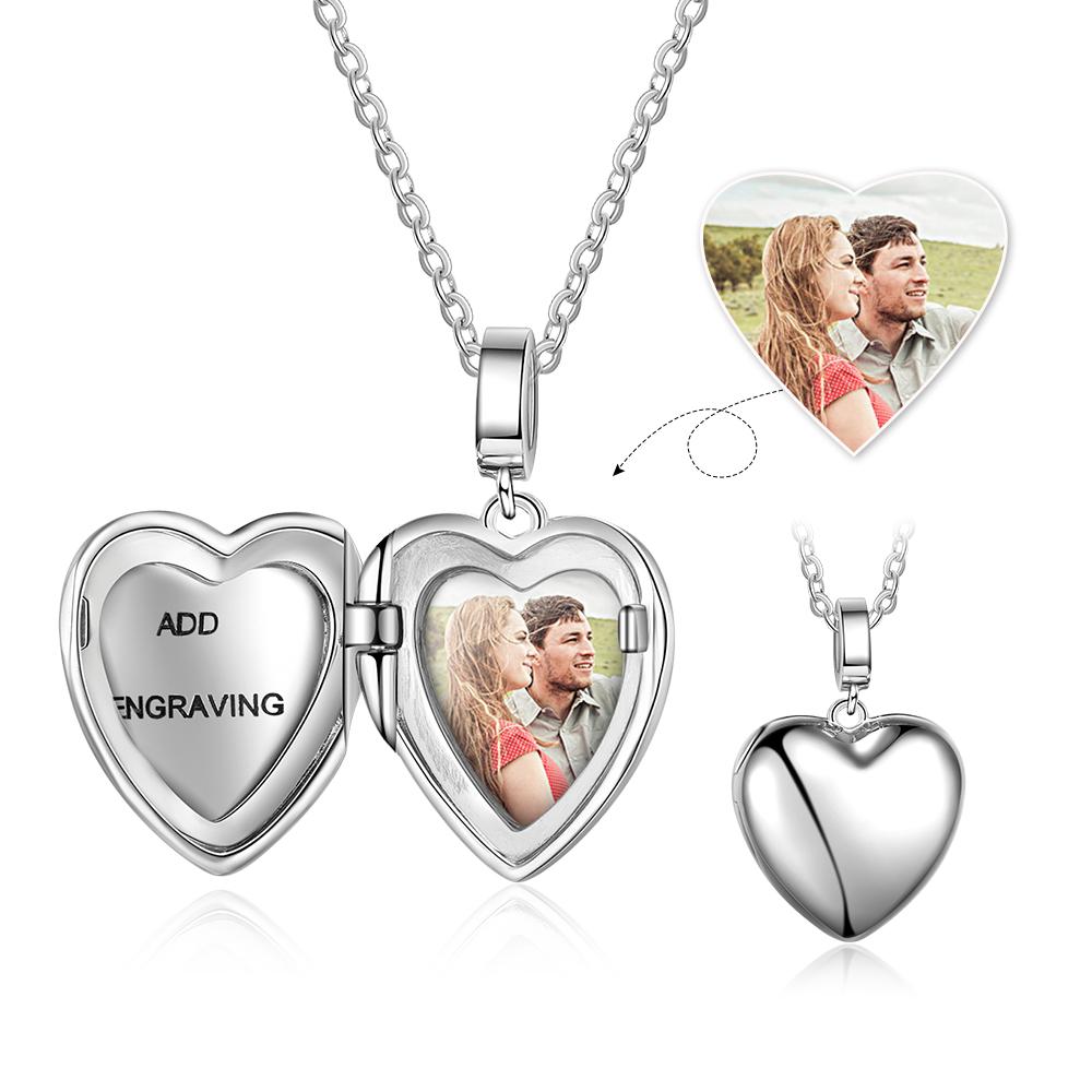Personalised Heart Photo Locket Necklace Custom Photo Necklace Gifts For Her