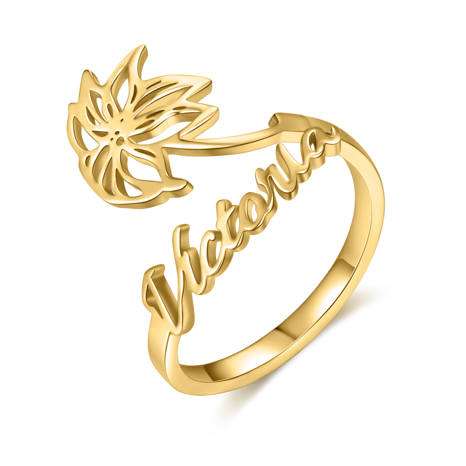 Personalised December Birth Flower Ring With Name Gifts For Her-Jessemade AU