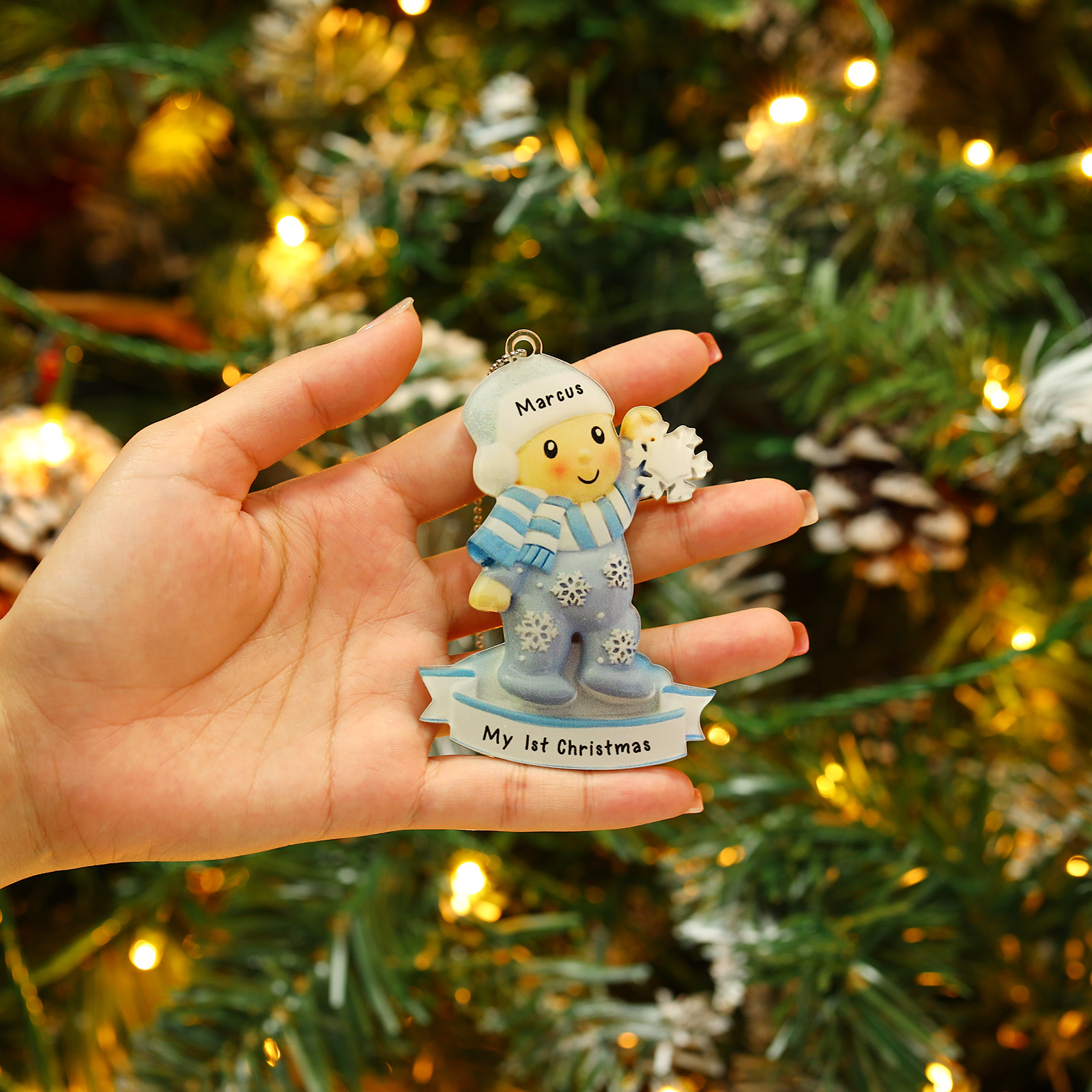 My First Christmas Personalised Acrylic Christmas Ornament Customised Name & Text Hanging Ornaments Christmas Gift for Boys Girls Babies-Jessemade AU