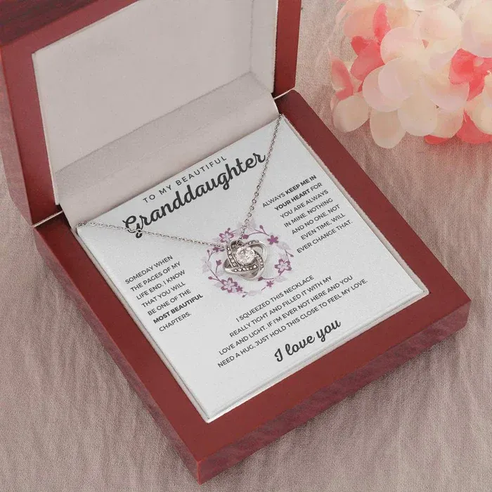 To My Granddaughter Love Knot Necklace "Hold This Close To Feel My Love“ Inspirational Gifts for Granddaughter-Jessemade AU