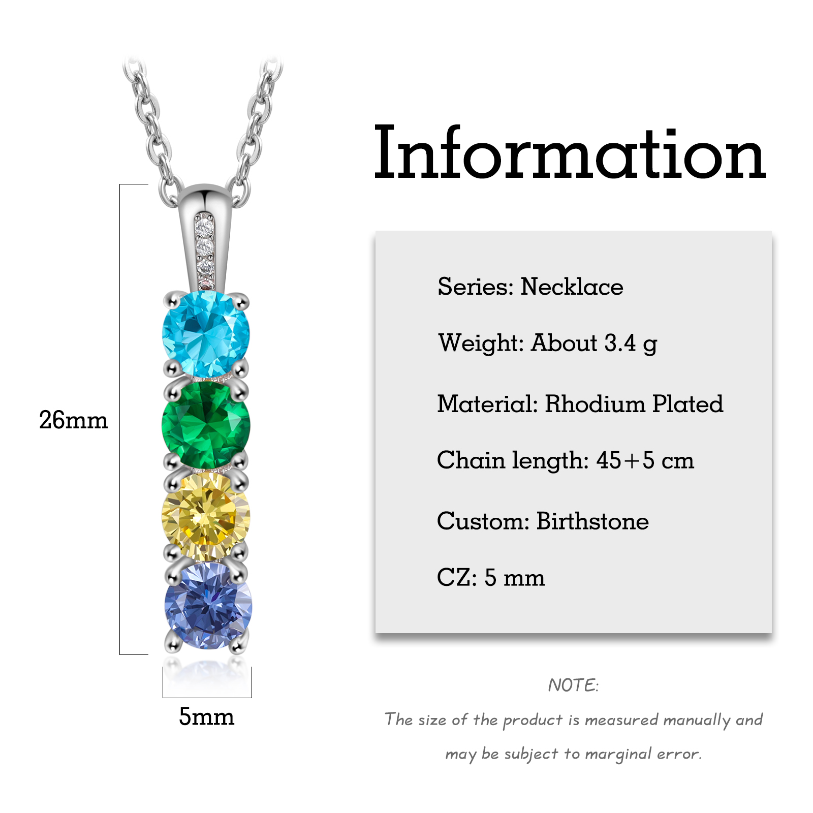Family Birthstone Necklace Personalised 4 Stones Family Tribal Necklace for Her-Jessemade AU