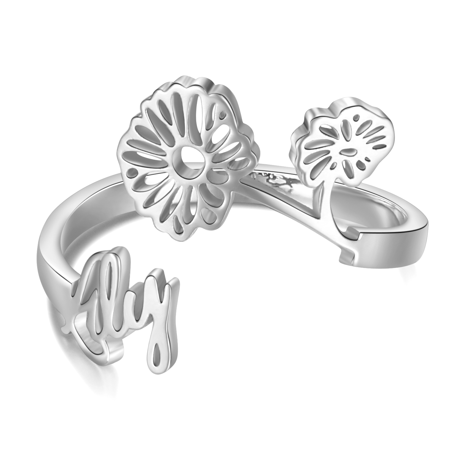 Personalised April Birth Flower Ring With Name Gifts For Her-Jessemade AU