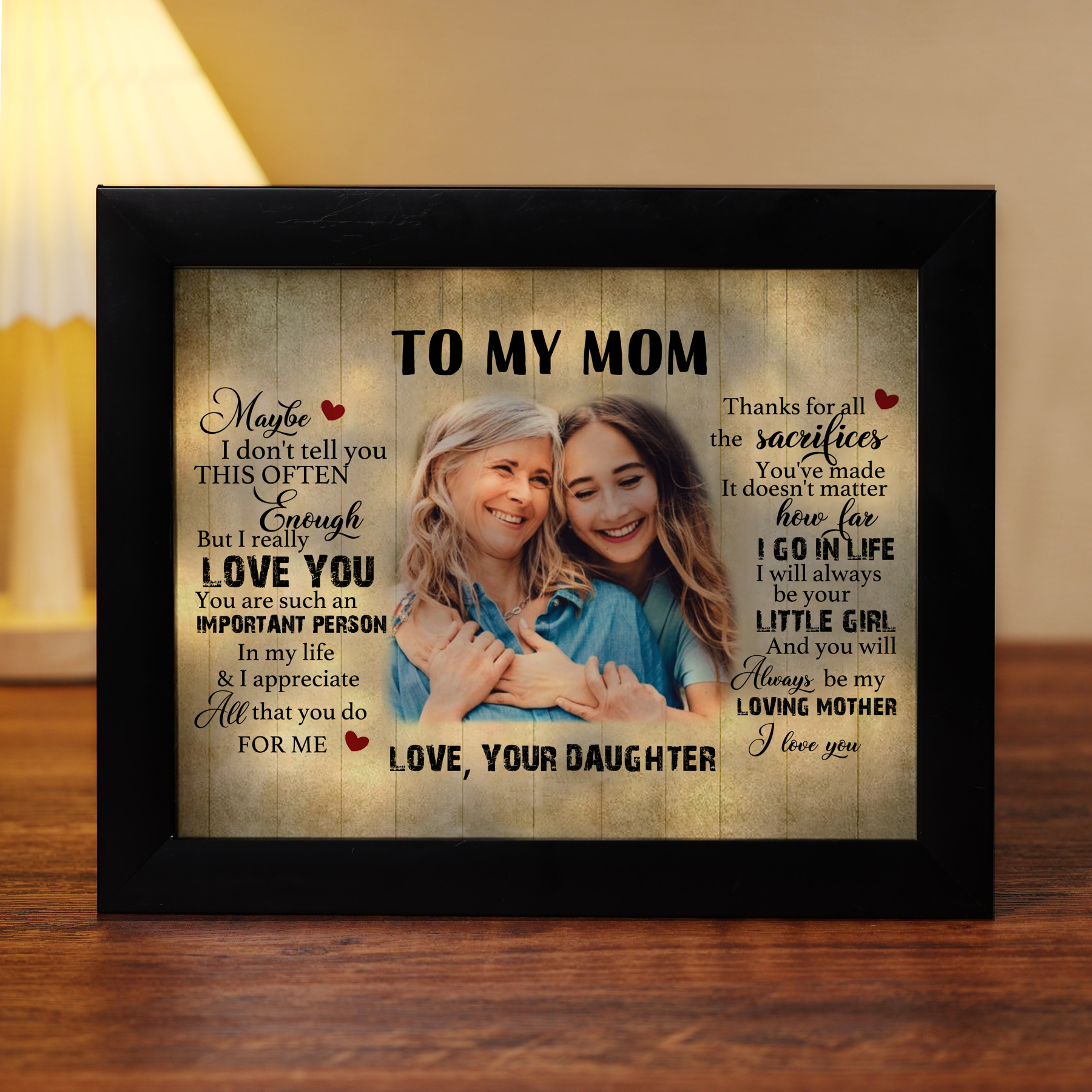 To My Mom Personalised Photo Frame With Light Gifts For Mother “Thanks for all the sacrifices You've made”-Jessemade AU