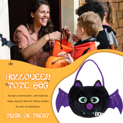 Halloween Tote Bag Custom 1 Name Pumpkin Tote Bag Halloween Candy Bag for Kids-Jessemade AU