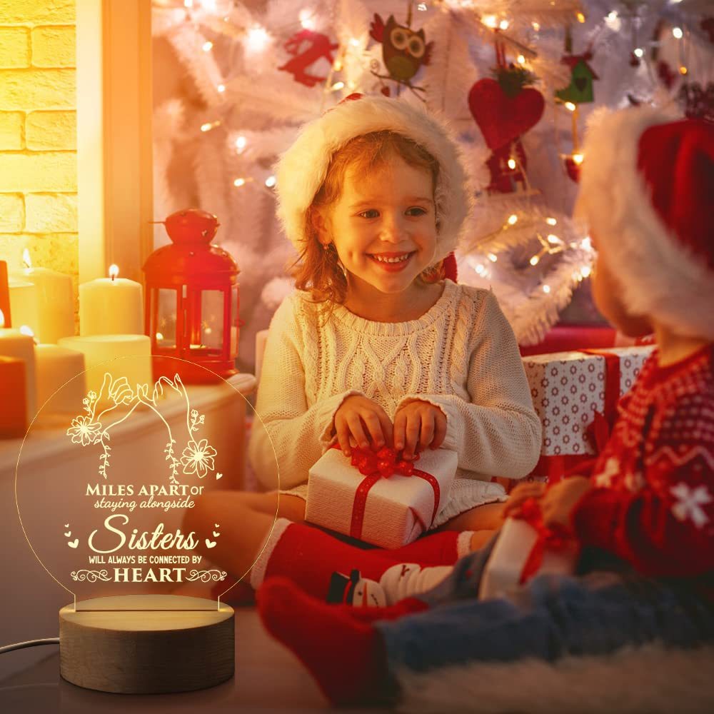 To My Sister - Sisters will always be connected by heart Night Light LED Lamp Bedroom Decoration For Sister-Jessemade AU