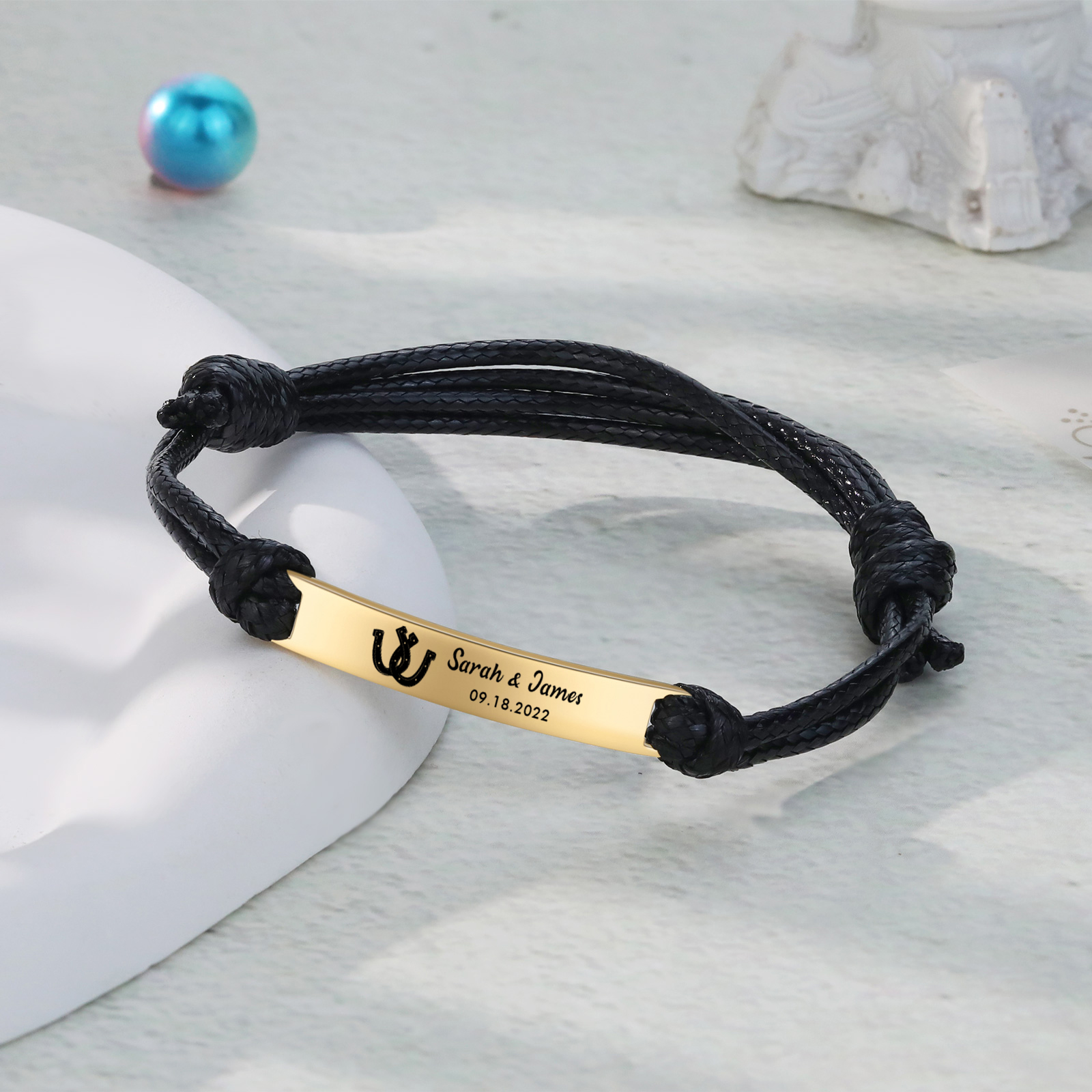 Personalised Couple Bracelet Set Custom 2 Names & Date Bracelet Adjustable Gifts for Him/Her-Jessemade AU