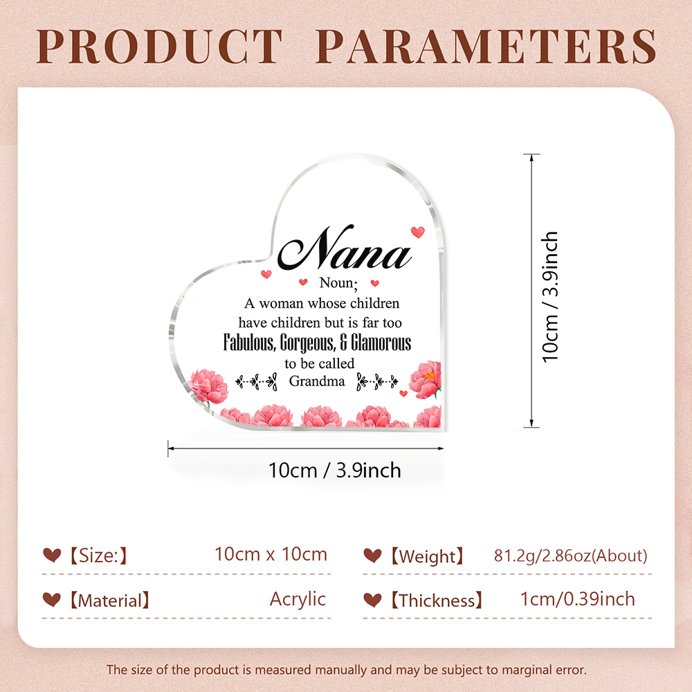 To My Grandma Acrylic Heart Keepsake Heart Ornament Special Gift for Grandma-Jessemade AU