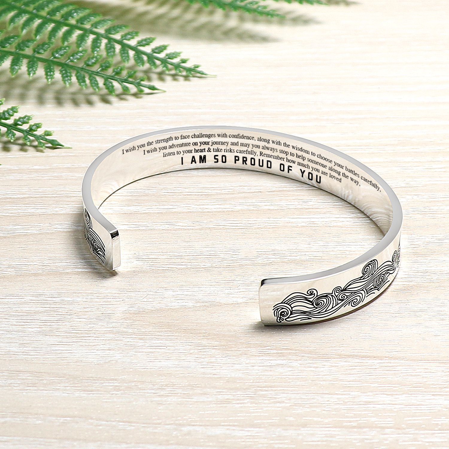 To My Daughter Cuff Bangle Bracelet "I Am So Proud Of You"-Jessemade AU