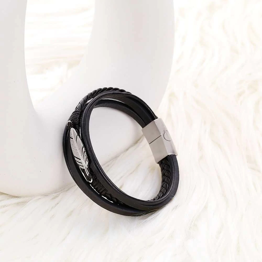 To My Grandson, Inspirational Feather Bracelet Bangle with Message Card Gifts For Her Him-Jessemade AU