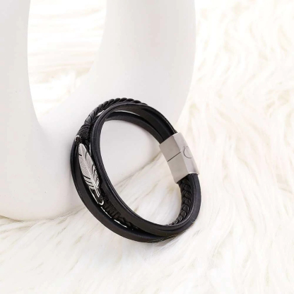 To My Grandson, Inspirational Feather Bracelet Bangle with Message Card Gifts For Her Him-Jessemade AU