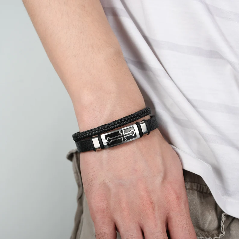 Braided Leather Bracelet with Message Card Inspirational Men's Bracelet for Him-Jessemade AU