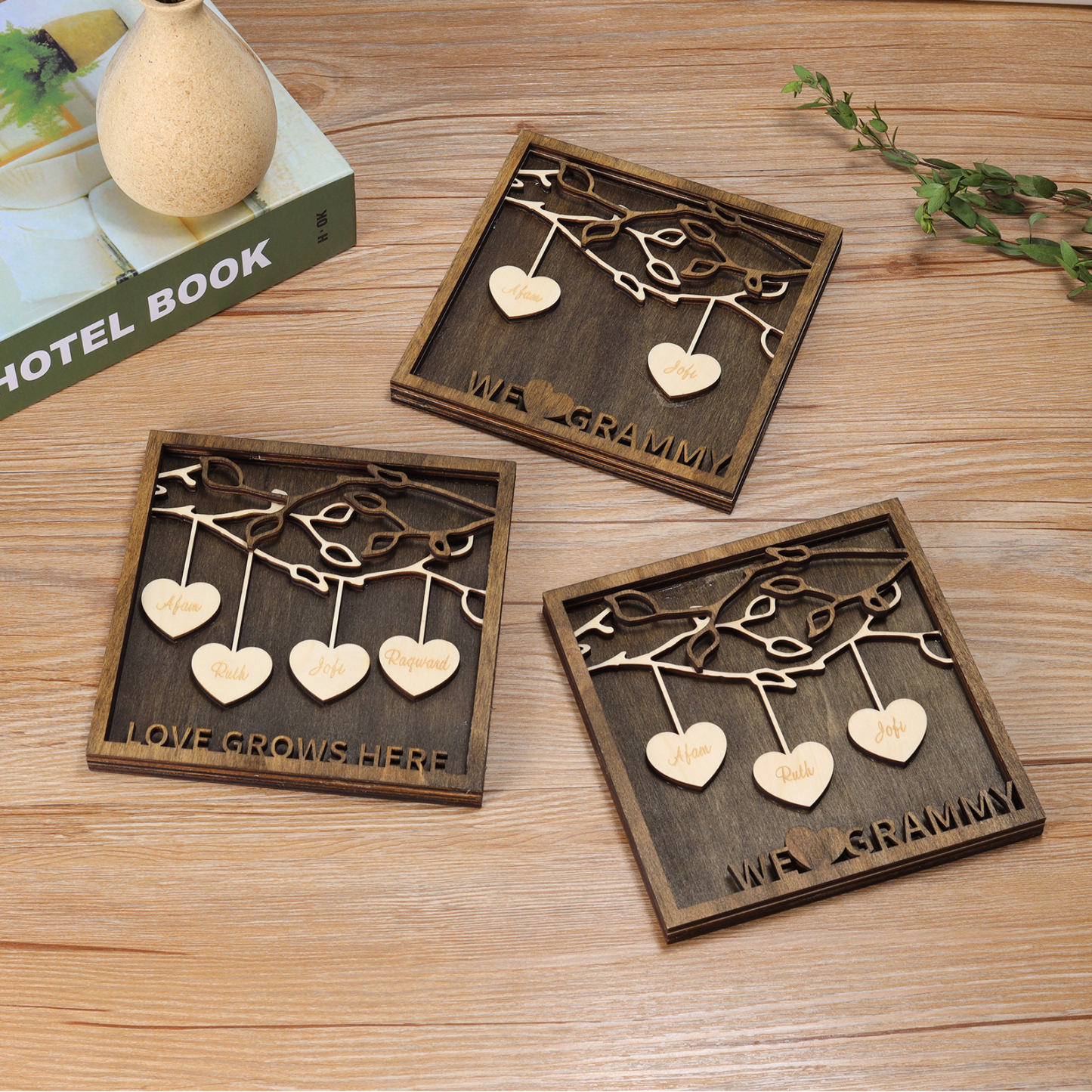 Custom Family Tree Sign Engrave 8 Names Wooden Family Frame Home Decor-Jessemade AU