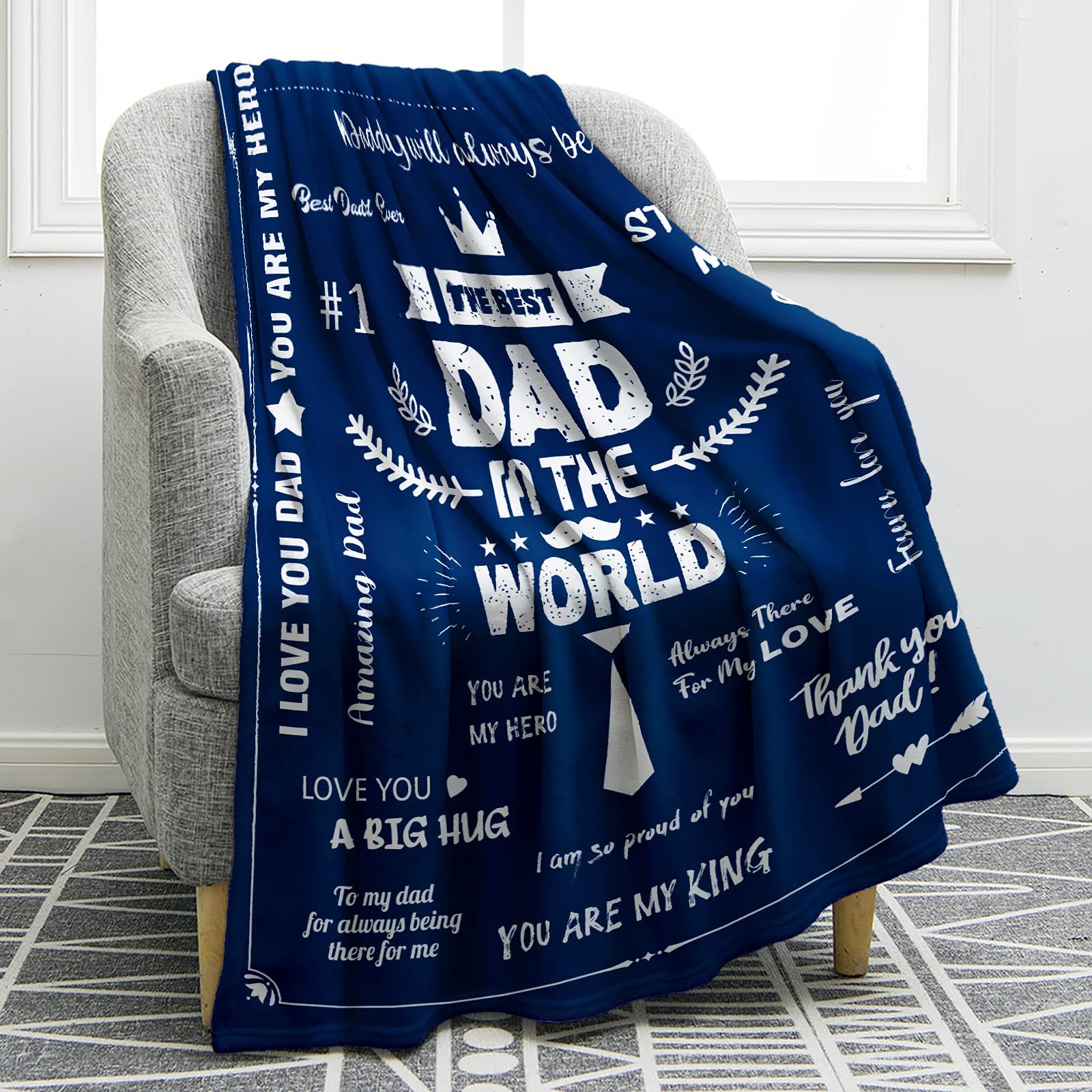 The Best Dad In The World Soft and Comfortable Flannel Fleece blanket Gift for My Father-Jessemade AU