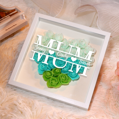Personalised Flower Shadow Box Custom Name & Text Heart Rose Frame Decorations Mother's Day Gift for Her-Jessemade AU