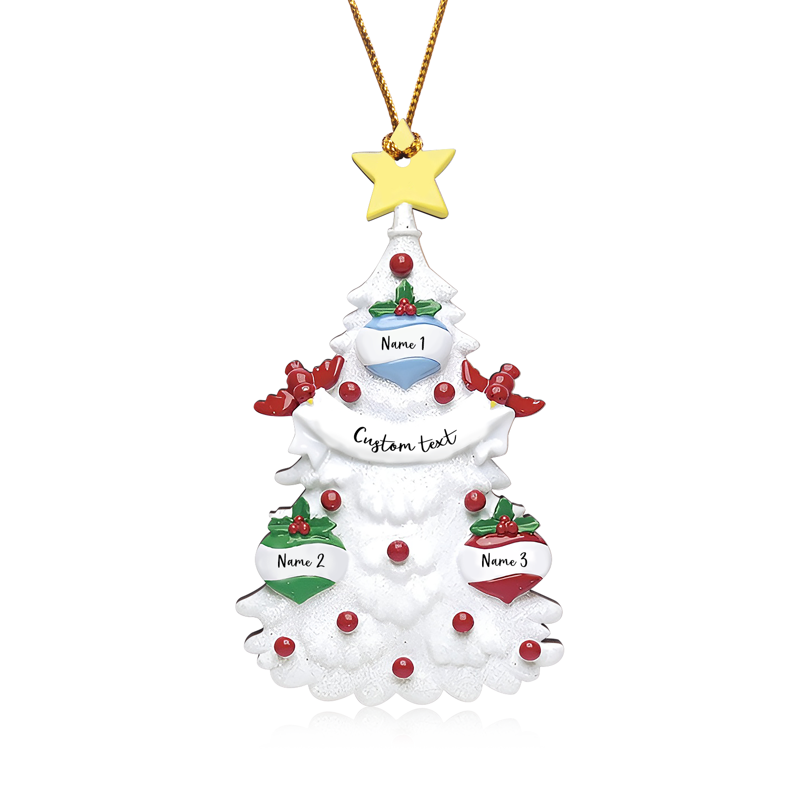 3 Names - Personalised Christmas Tree Ornament Customised Name & Text Wooden Hanging Ornaments Christmas Gift for Family-Jessemade AU