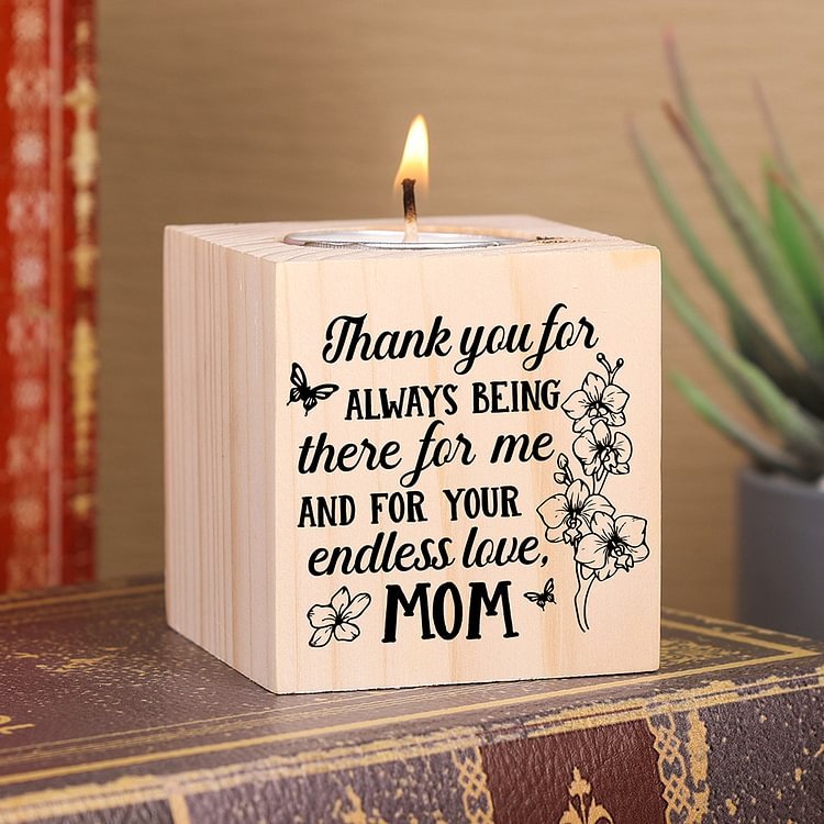Block Candle Holder Thank You for Always Being There For Me Wooden Candlesticks for Mother-Jessemade AU