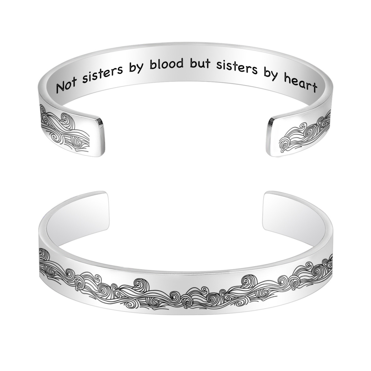 Not sisters by blood but sisters by heart, Cuff Bangle Bracelet Gifts For Her-Jessemade AU