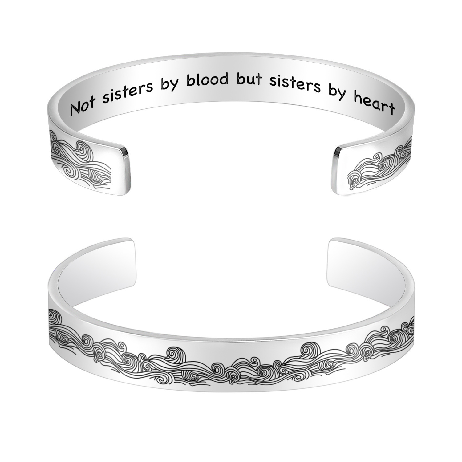 Not sisters by blood but sisters by heart, Cuff Bangle Bracelet Gifts For Her-Jessemade AU