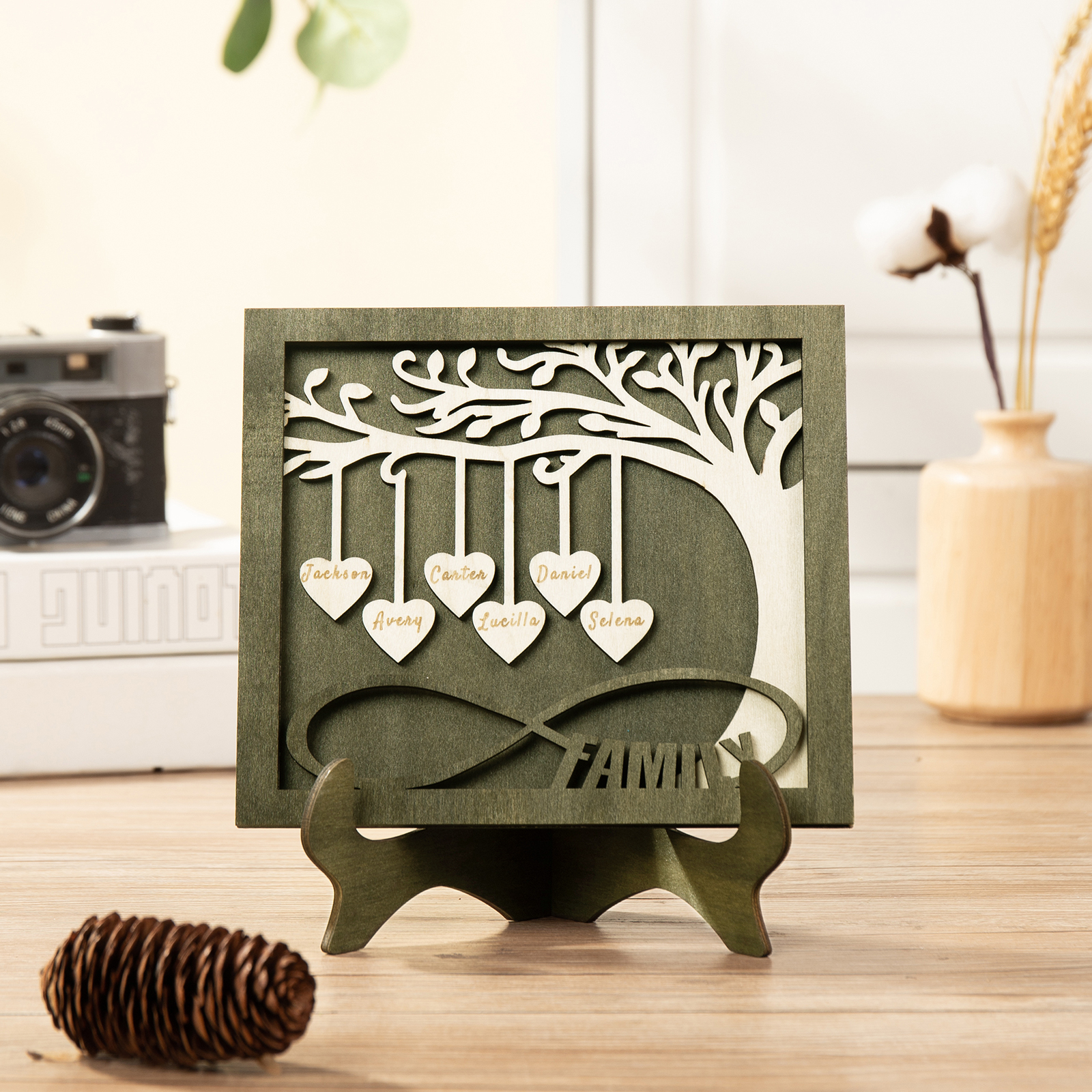 Custom Family Tree Sign with 6 Names Wooden Keepsake Gifts-Jessemade AU