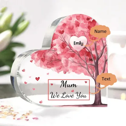 1 Name - Personalised Acrylic Heart Keepsake Custom Text Pink Tree Ornaments Gifts for Grandma/Mother-Jessemade AU