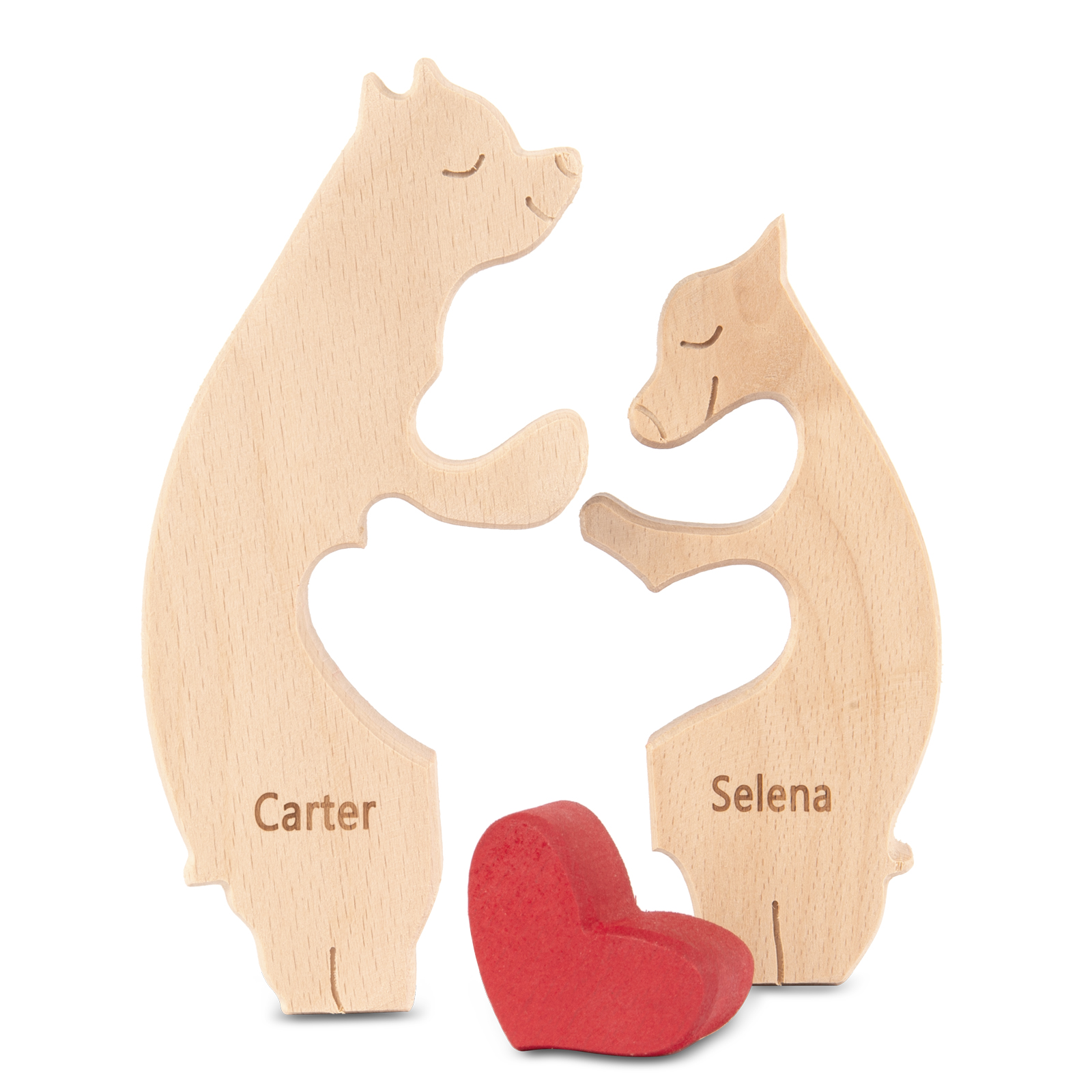 Personalised Wooden Animal Puzzle Custom 2 Names Puzzle Bear Hedgehog Elephant Hug Ornament Gifts for Family Couple-Jessemade AU