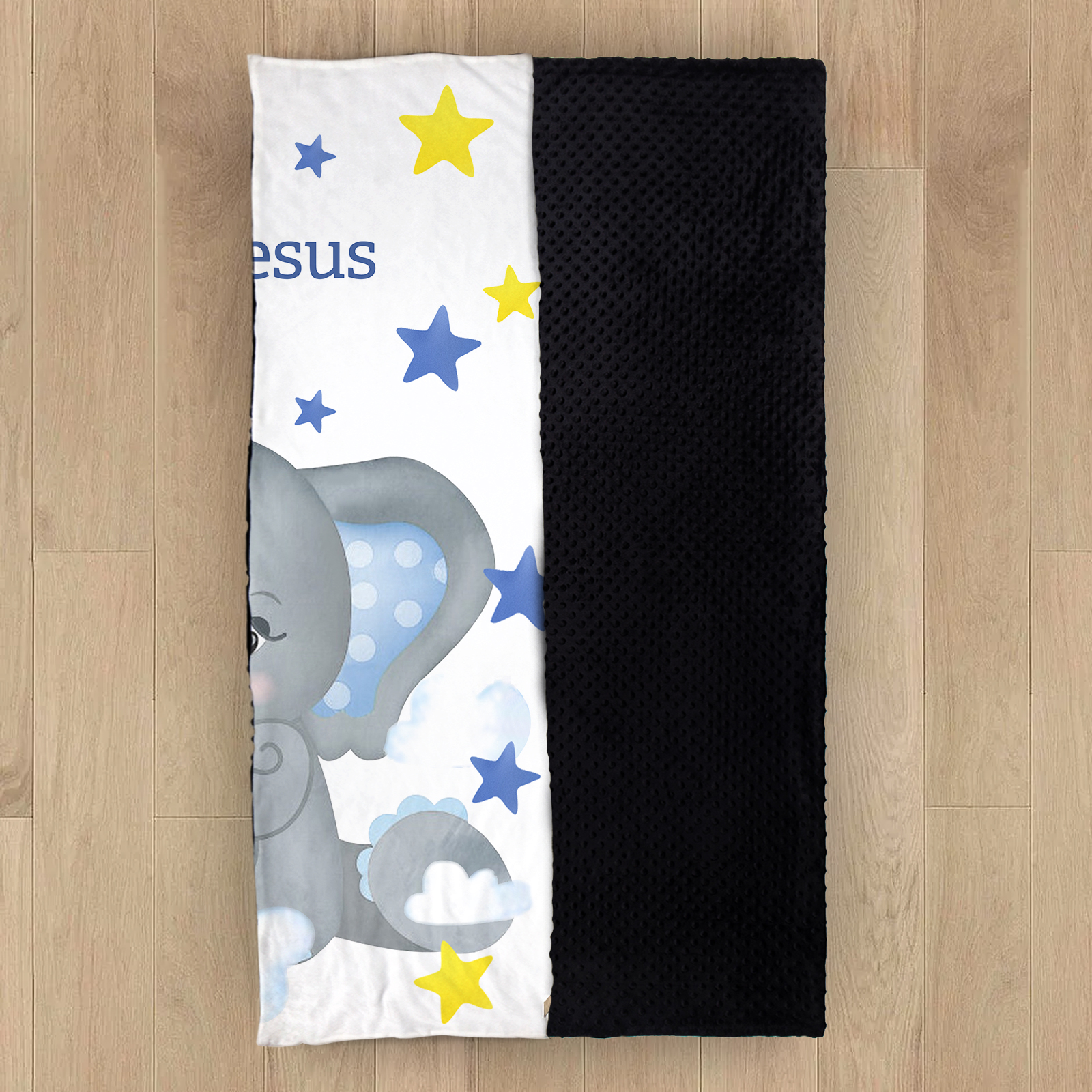 Personalised Elephant Blanket Custom Name Cute Cartoon Blanket-Jessemade AU