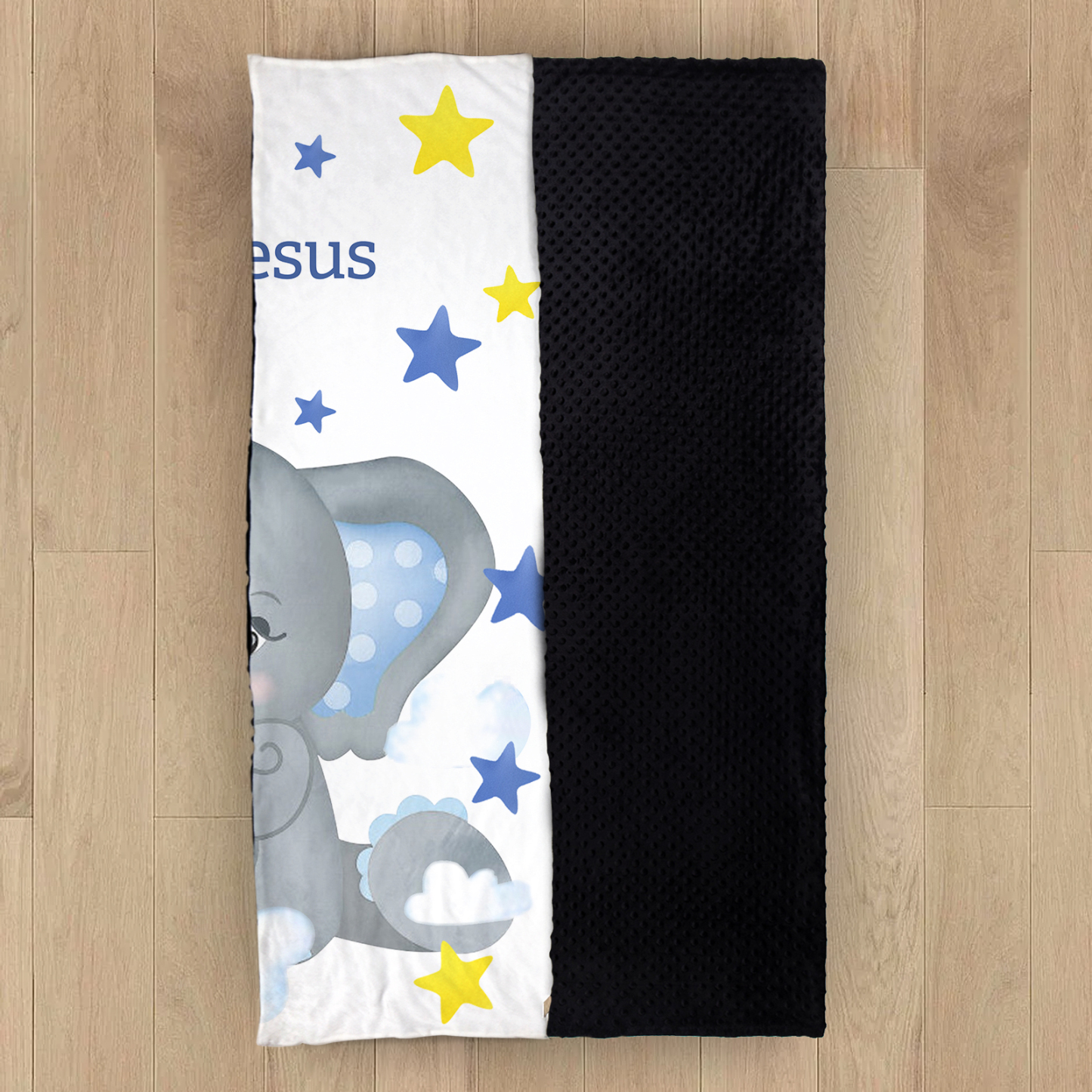 Personalised Elephant Blanket Custom Name Cute Cartoon Blanket-Jessemade AU