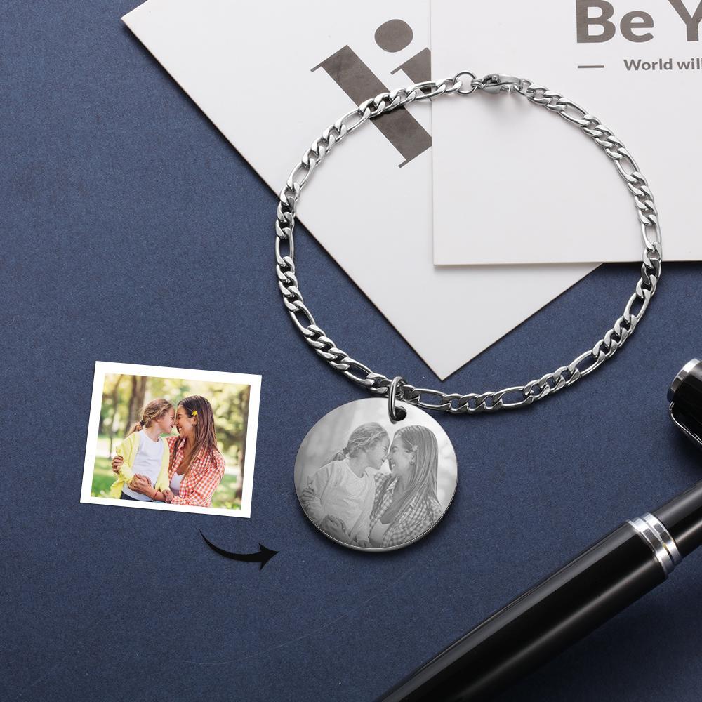 Personalised Photo Bracelet Customised Round Charm Bracelet Memorial Gifts For Her-Jessemade AU