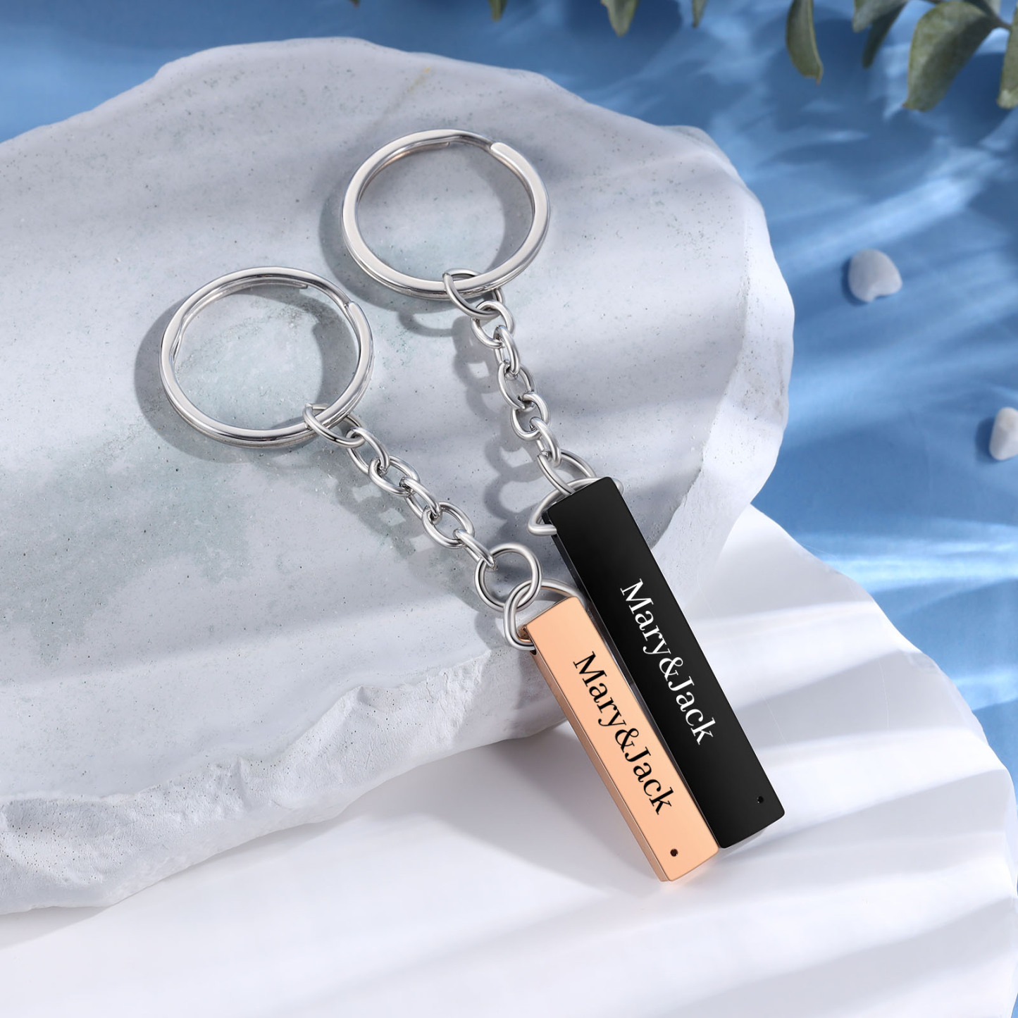 2 PCS Couple Keychain Set Customised with Texts & Birthstones Keychain Crown Gift for Couples-Jessemade AU